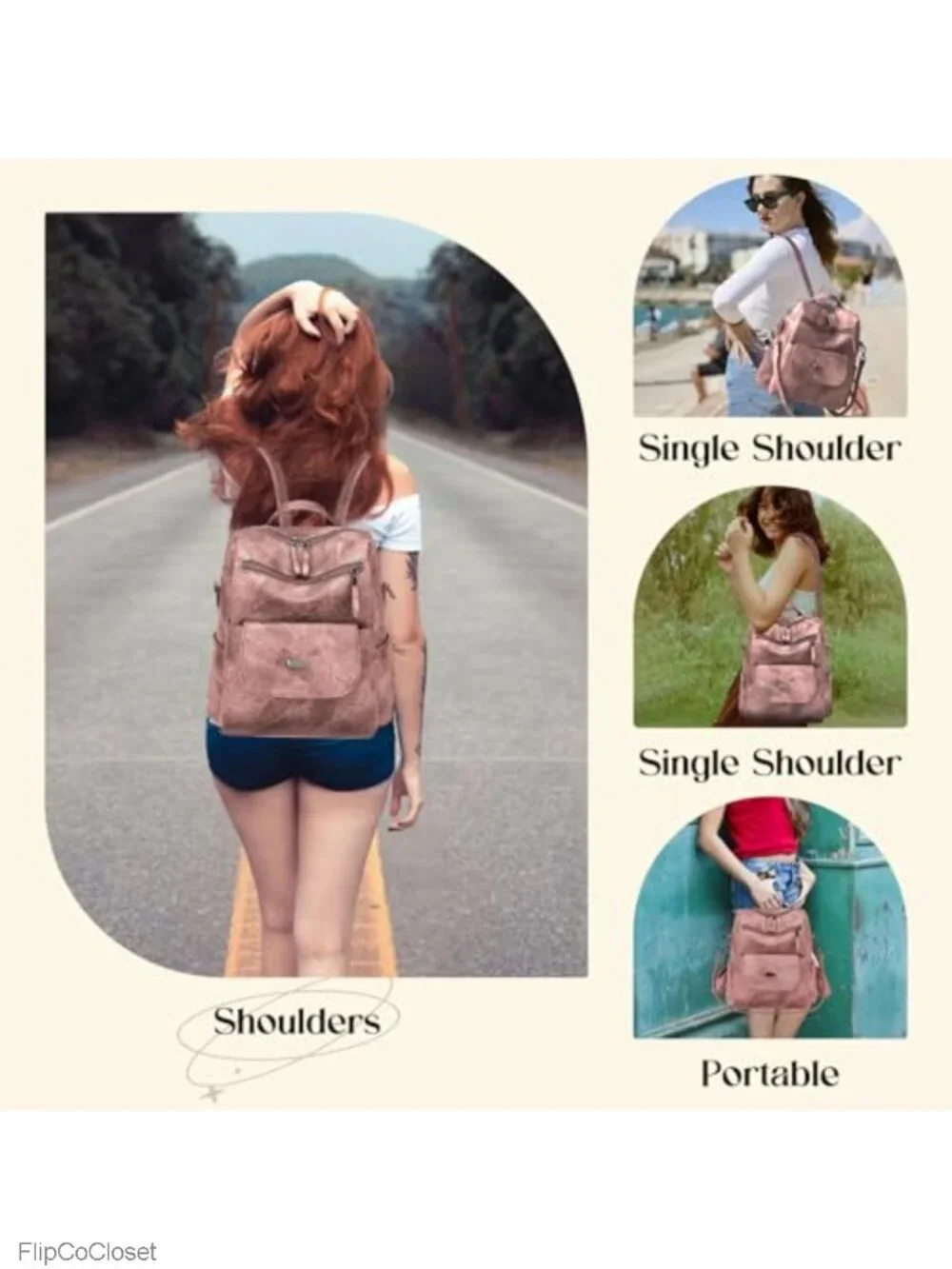 Women's Faux Leather Convertible Backpack Purse Anti-Theft